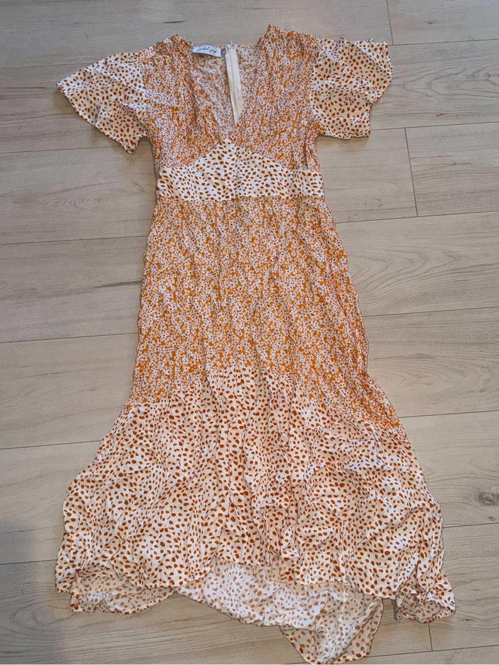 Petal & Pup Cream and Orange Dot Tiered Maxi Dress